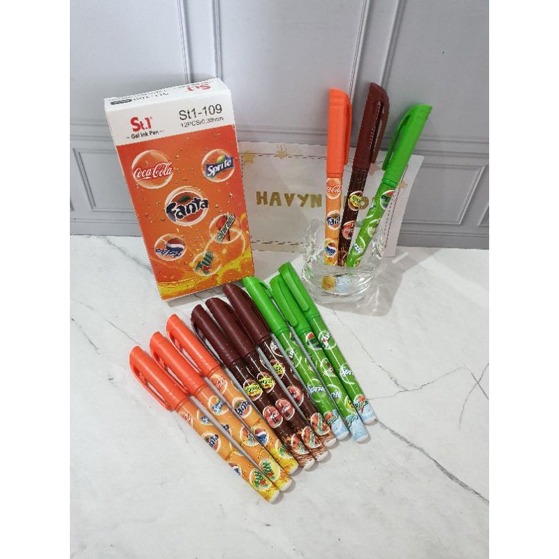 (12pc) pen gel/pen motif makanan minuman/pulpen lucu/pen mie/pen fancy-COLA SPRITE 109