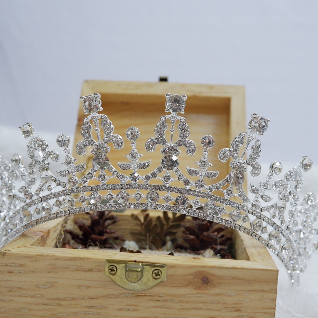 Mahkota/Tiara Ukir Simpel Swarovski Silver