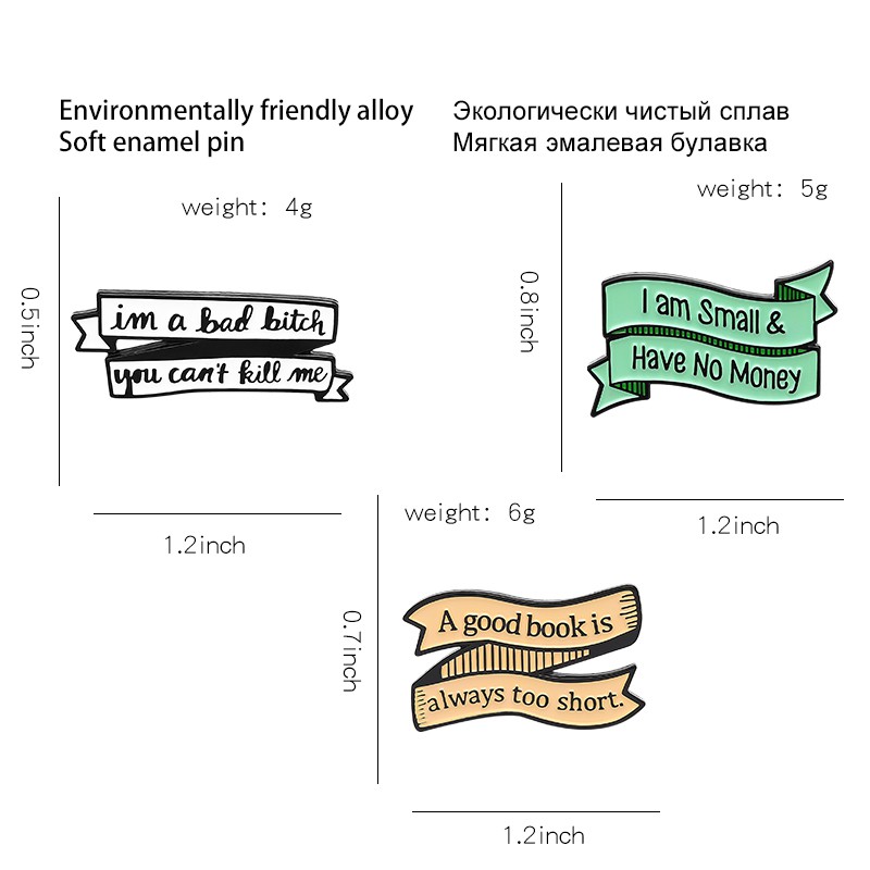 Bros Pin Enamel Bentuk Tulisan Quotes Untuk Aksesoris Tas Ransel / Pakaian / Hadiah