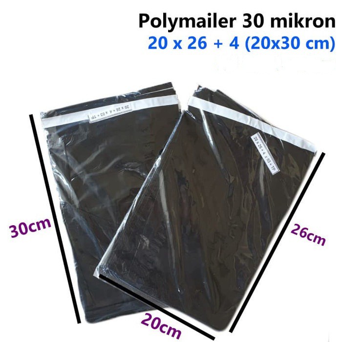 

Polymailer 20x30 cm 30 mikron/ Amplop Plastik dengan Seal warna Hitam KUAT MURAH