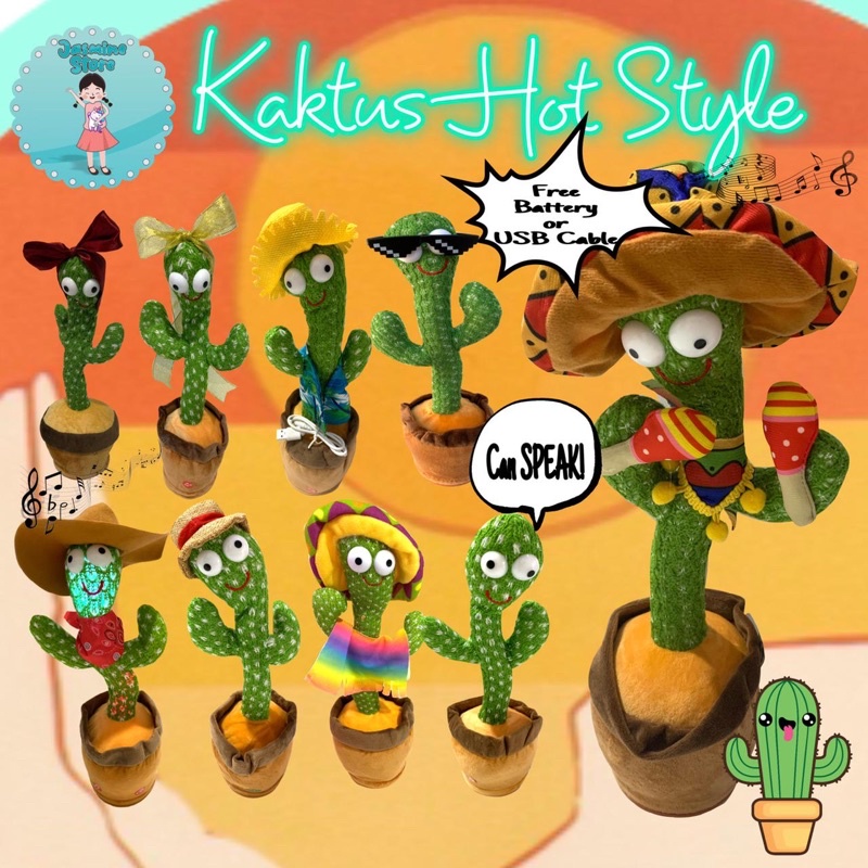 Cactus Joged Viral/Boneka Kaktus Rekam Bicara/Kaktus Goyang Bisa Bicara Banyak Model Dancing Cactus