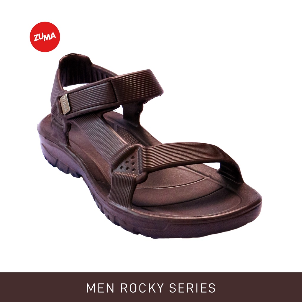 Zuma Men Rocky 3 Brown, Sandal Gunung Pria Karet Polos - Cokelat