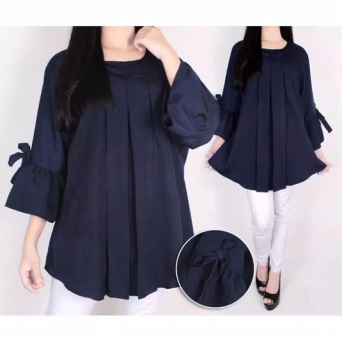 Baju Wanita Binx BIG SIZE PLAIN JUMBO ERLINDA Hijau Botol Ready Stock Kekinian Blouse Cewek Gratis O