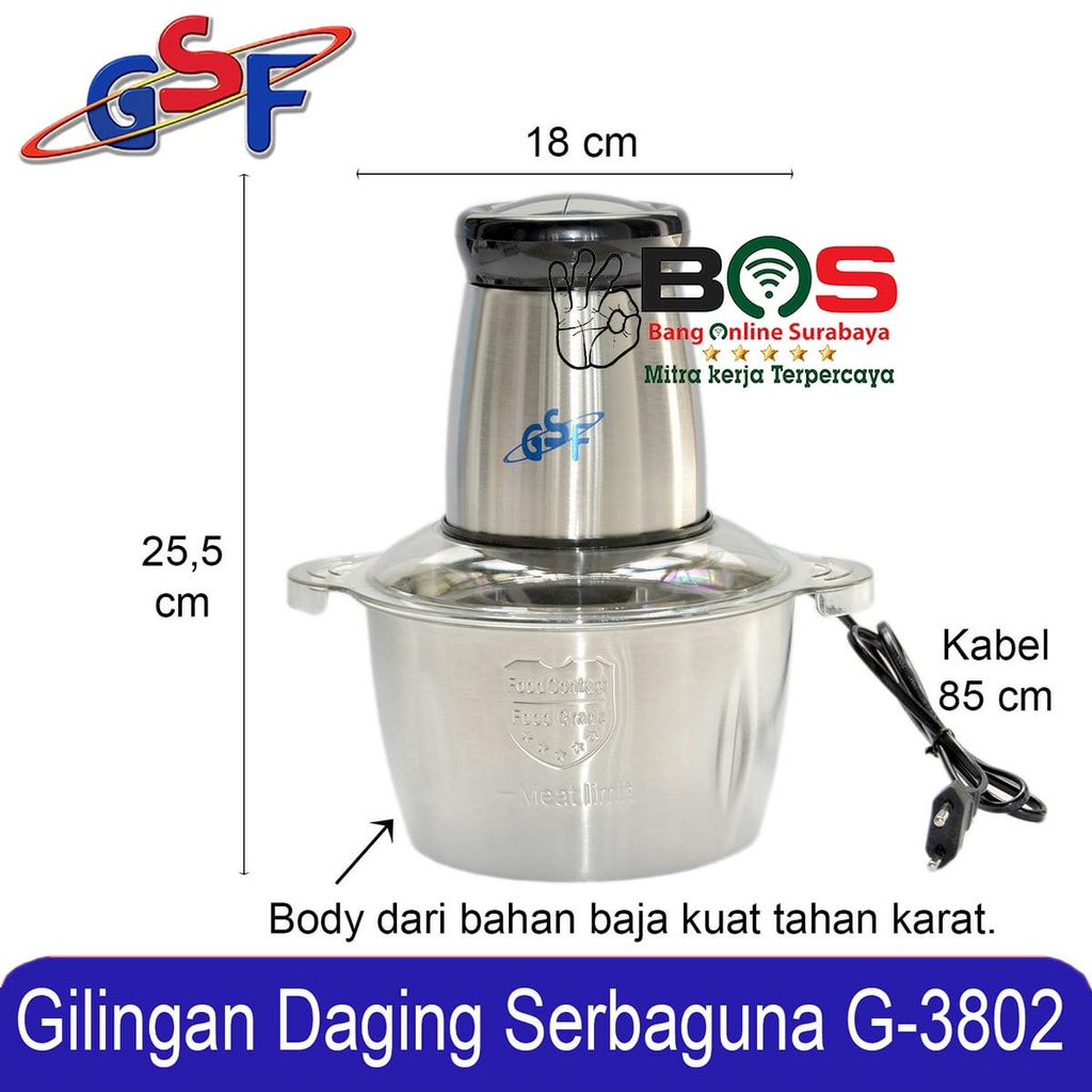 Food Chopper Penggiling Daging Electric Chopper GSF-3802 GSF 3802