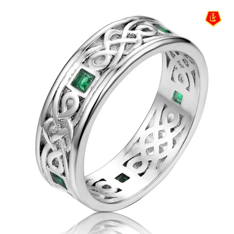 [Ready Stock]925 Silver Simple Personality Emerald Ring