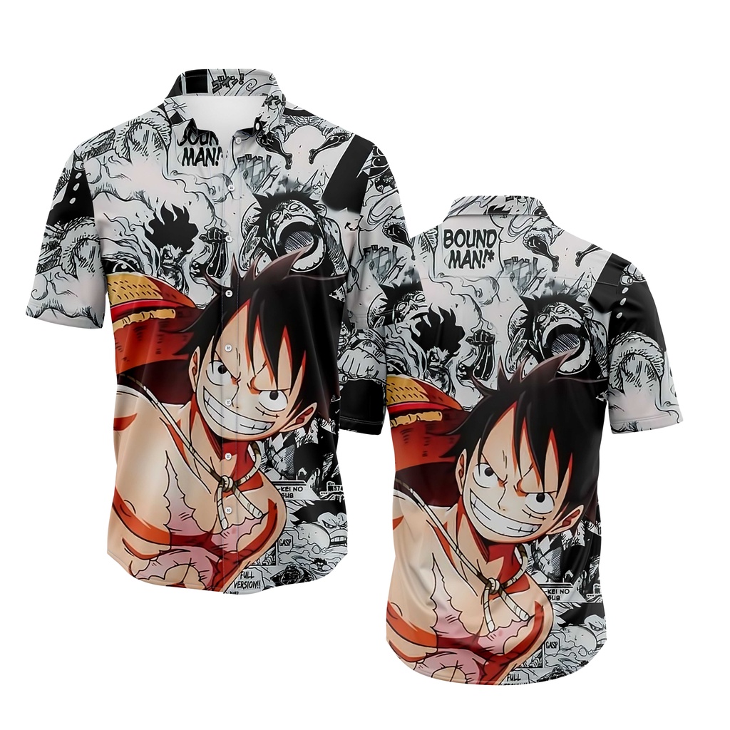 KEMEJA ANIME EDITION ONE PIECE LUFFY STRAW HAT FULLPRINT LIMITED STOCK