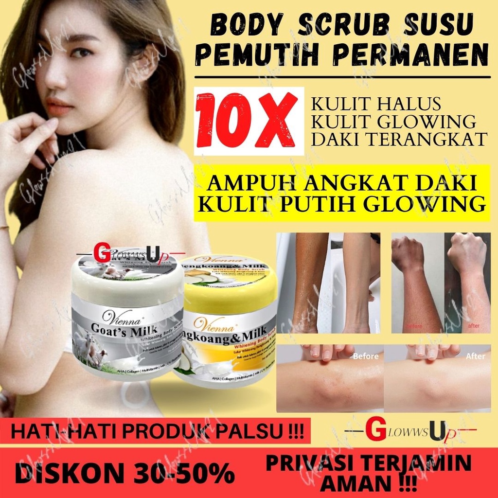 BODY SCRUB VIENNA BRIGHENING PEMUTIH TUBUH 250GR BPOM - LULUR MANDI VIENNA 250GR - GOATMILK