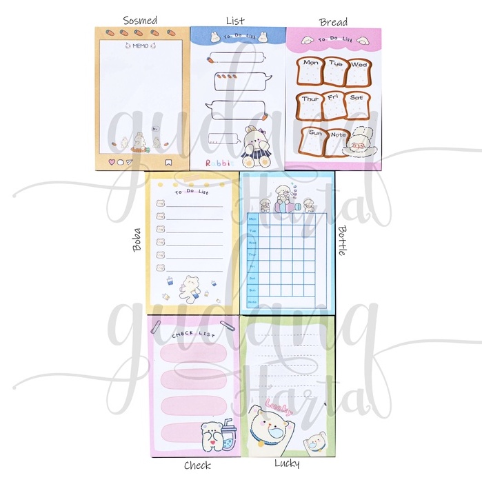 Sticky Notes Rabbit Planner Notes Motif Kelinci Lucu DIY Scrapbook GH 301459