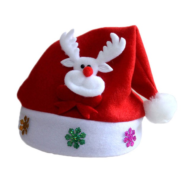 XHKG topi natal karakter anak kupluk rusa snowman merah santa claus