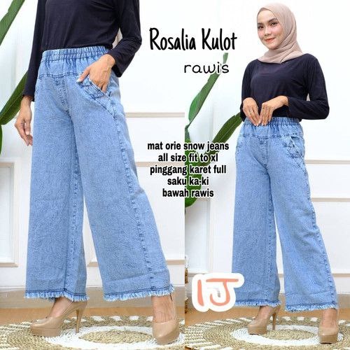 HIGH WAIST KULOT JEANS WANITA PREMIUM / CELANA KULOT JEANS RAWIS