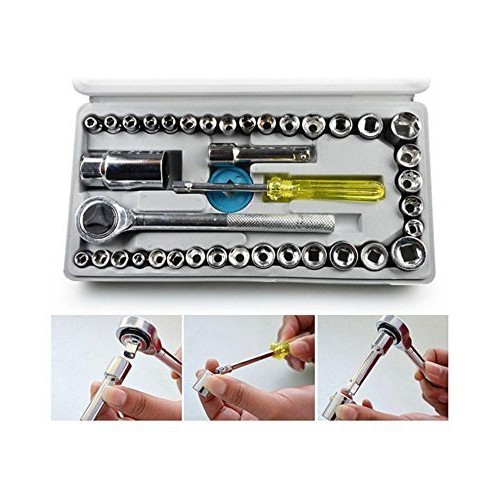 40 Pcs Kunci Shock Sok Mobil Motor Repair Kit Wrench Set Besi Premium