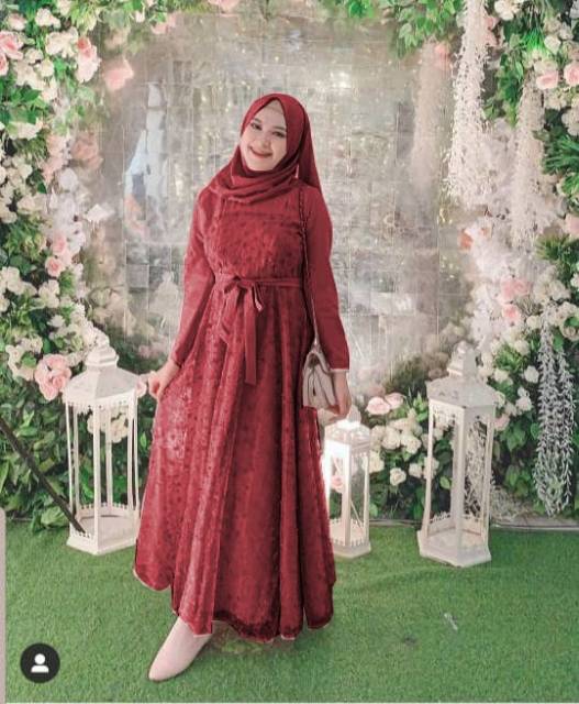ELDE 12 ORI Maxi jelita dress mostcrepe Mix brukat TILE KELILING mutiara GAMIS / COUPLE JELITA-6