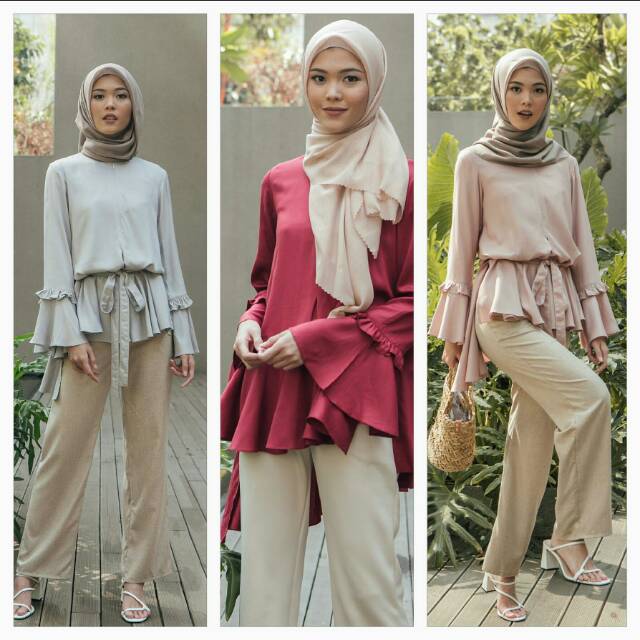 [Freebooked] Felicia Blouse in Maroon L Dusty Pink XL by Wearing Klamby WK