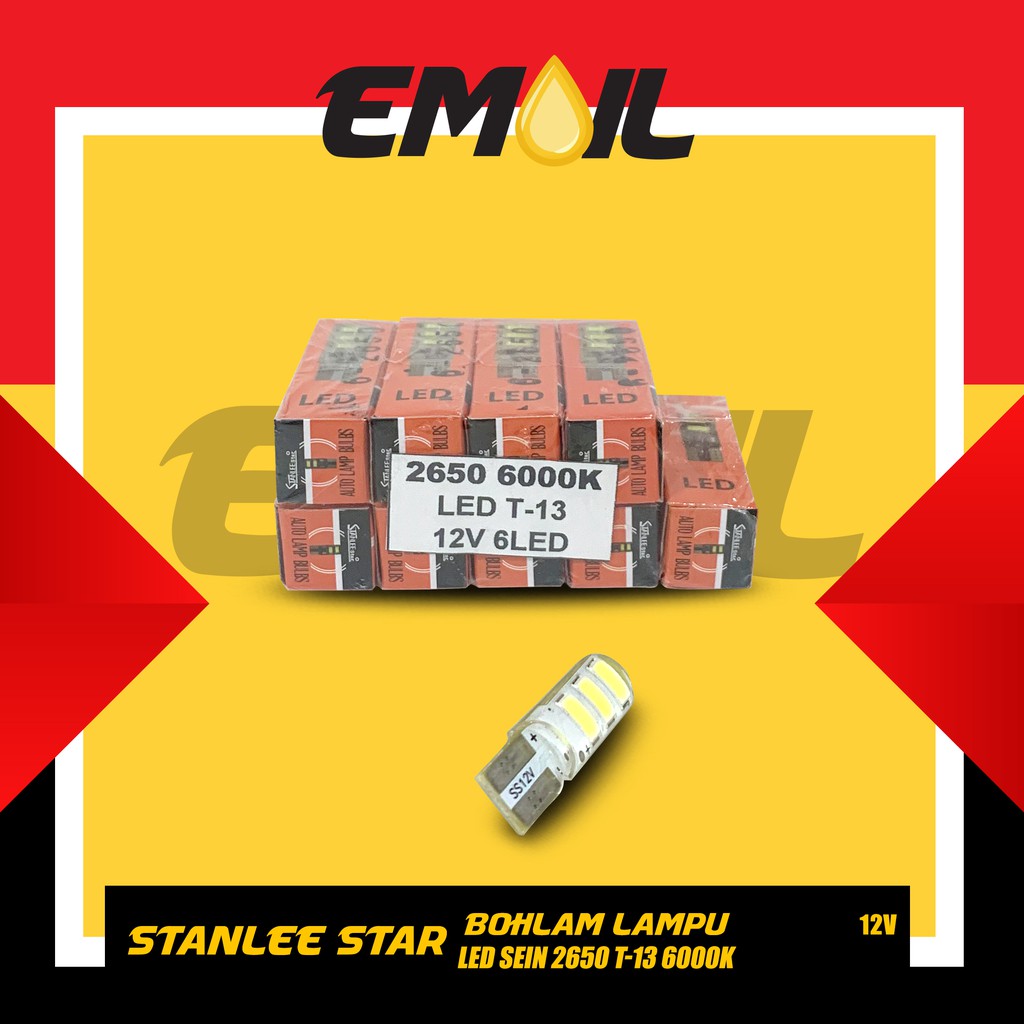 BOHLAM LAMPU LED SEIN 2650 T-13 12V MERK STANLEE STAR ( 6000k )