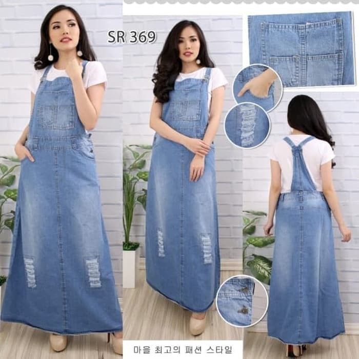 MAXI DRESS  Baju Jumper Maxi Dress Rok Kodok Panjang Jeans Levis Ripped Sobek Biru    IWAZAH OFFICE