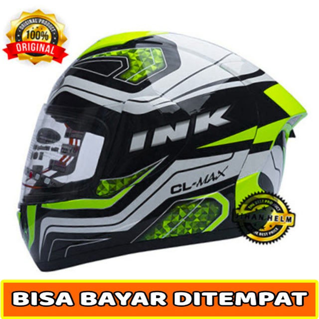 HELM / INK HELM / INK / HELM INK FULL FACE CL MAX WHITE YELLOW FLUO TERMURAH