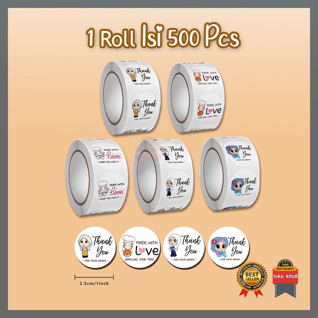 

Stiker Label Premium Thanks You 1 Roll isi 500 pcs / Stiker makanan / stiker kartu ucapan tk8