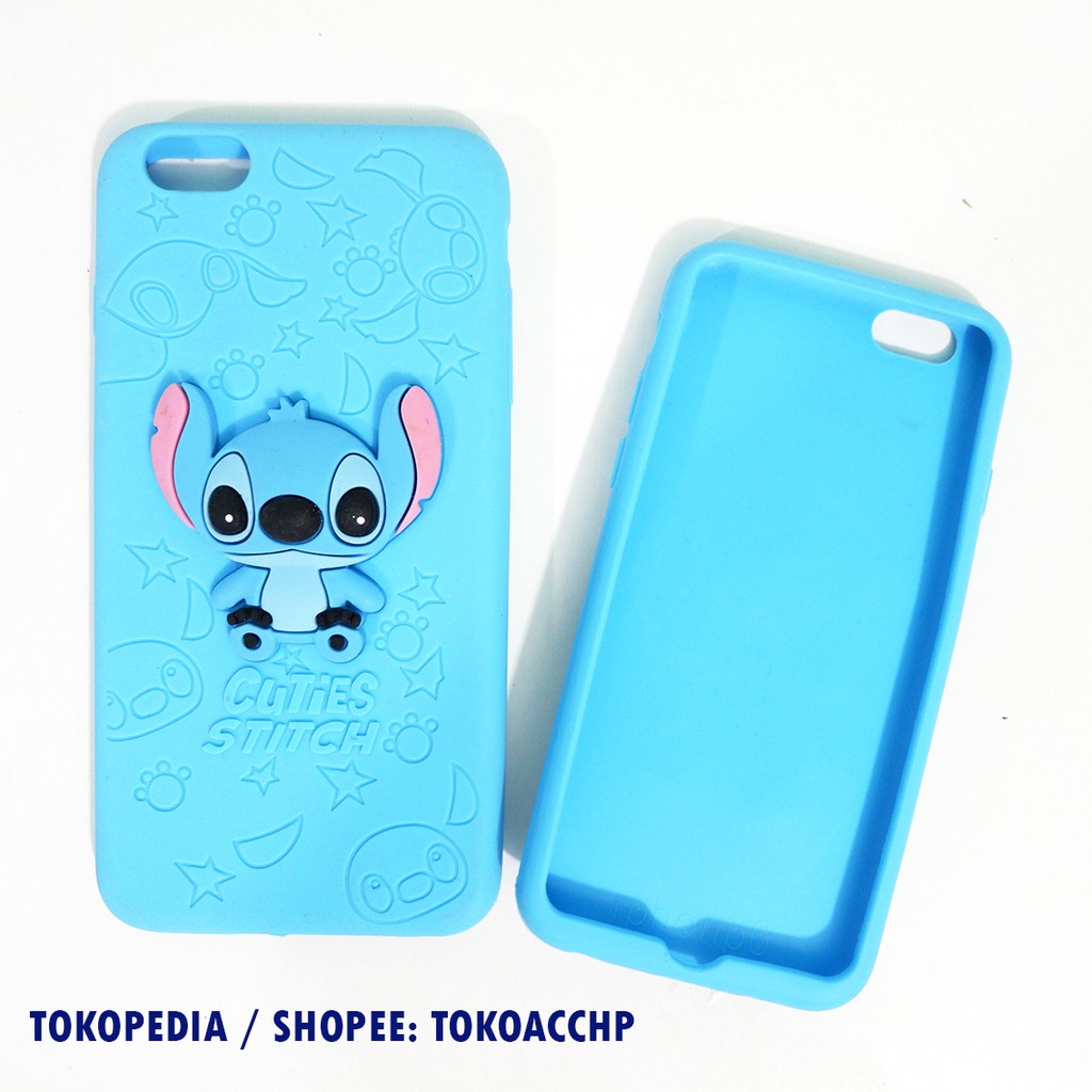 Silicon 3D Stitch Biru For IPHONE 5 6 6 PLUS softcase boneka karakter lucu / silikon tebal karakter lucu / case anak anak warna biru / pelindung hp