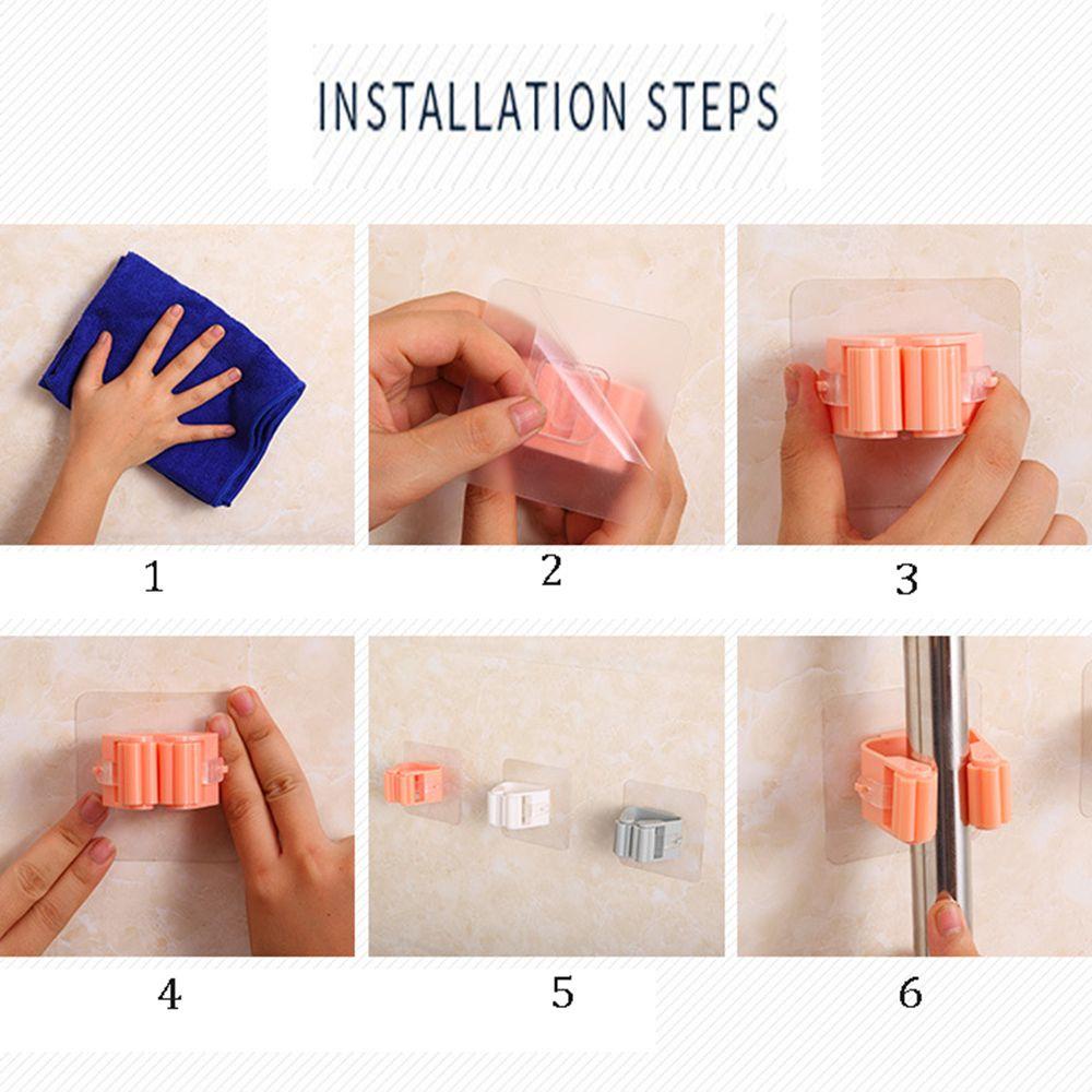 [Elegan] Mop Holder Perekat Kuat Punch Free Rumah Tangga Mulus Laundry Room Organizer Mop Clip