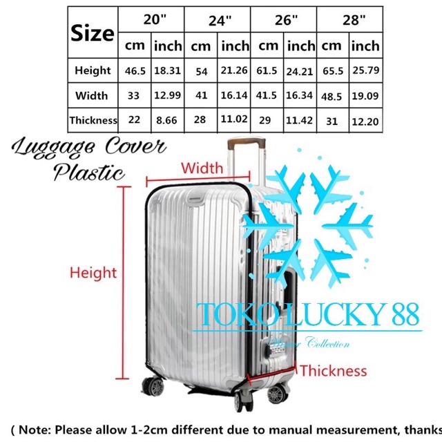 IMPORT Luggage cover Sarung Pelindung koper plastik Tebal Anti Lecet dan anti air