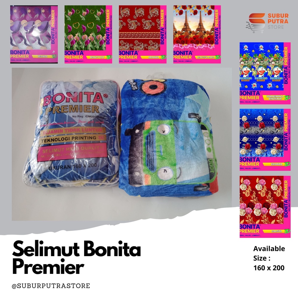 Selimut Disperse & Premier VARIAN F Bonita 3D  Ukuran 160x200 cm