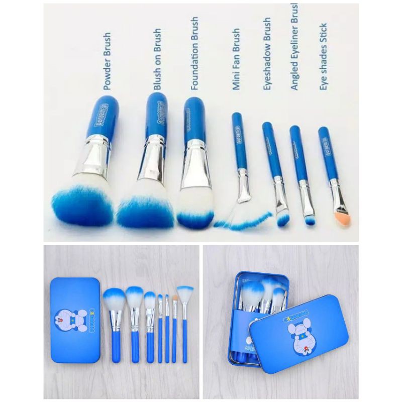 (SALE) 1SET BRUSH DORAEMON KALENG 7IN1 KUAS MAKEUP DORAEMON