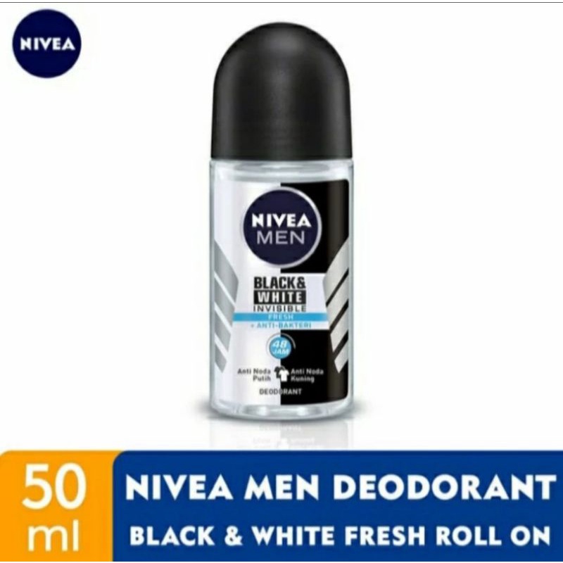 nivea men deodorant roll on black &amp; white fresh 50ml