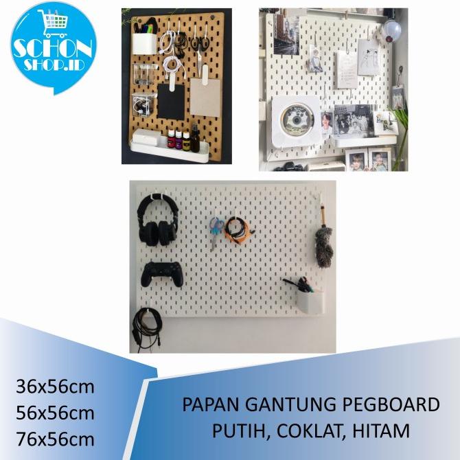 

Office & Stationery | Alat Tulis | Papan Dengan Gantungan Pegboard Motif Kayu/Putih-Rak Dinding 76X56Cm | Best Seller