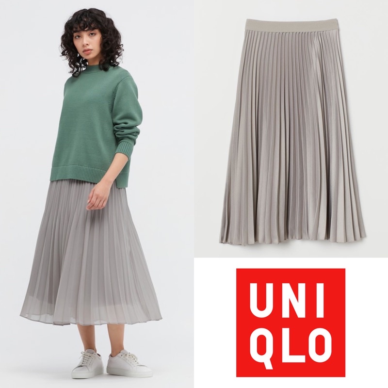 uniqlo gu cream plisket rok pleated skirt original