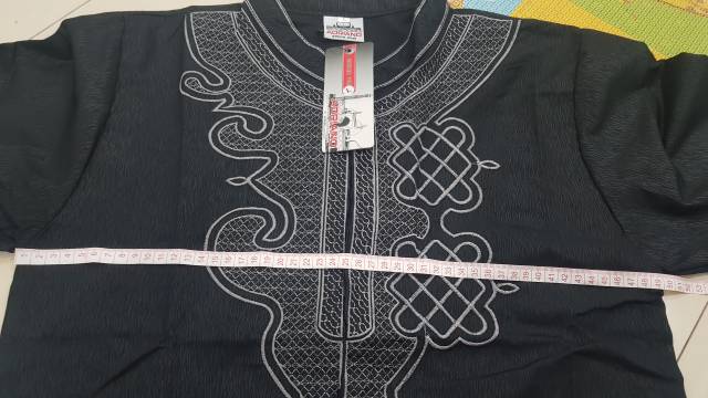Baju Koko Bordir Black Panther Busana Muslim Pria Kekinian Tangan Panjang Termurah Size L XL XXL