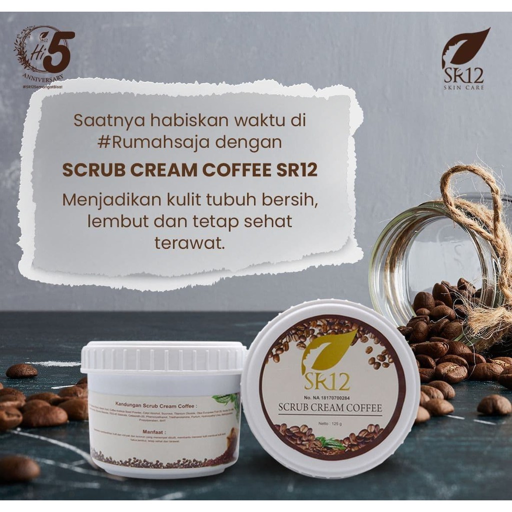 SR12 Scrub Cream Coffee Skincare Bpom Perawatan Kecantikan Kulit Lulur Scrub Mencerahkan Kulit Hitam