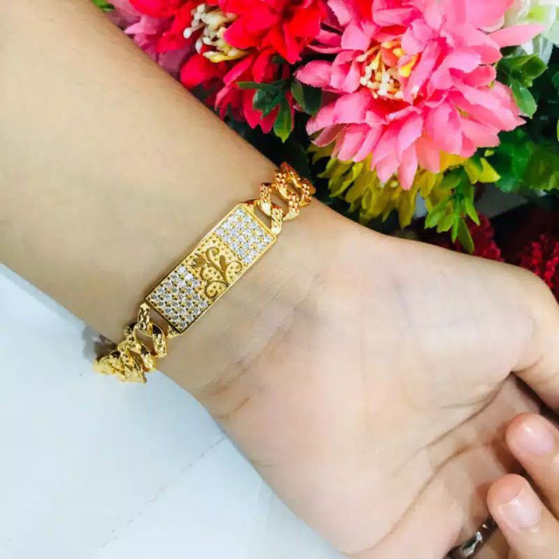 gelang tangan dewasa panjang 18 cm, perhiasan xuping lapis emas