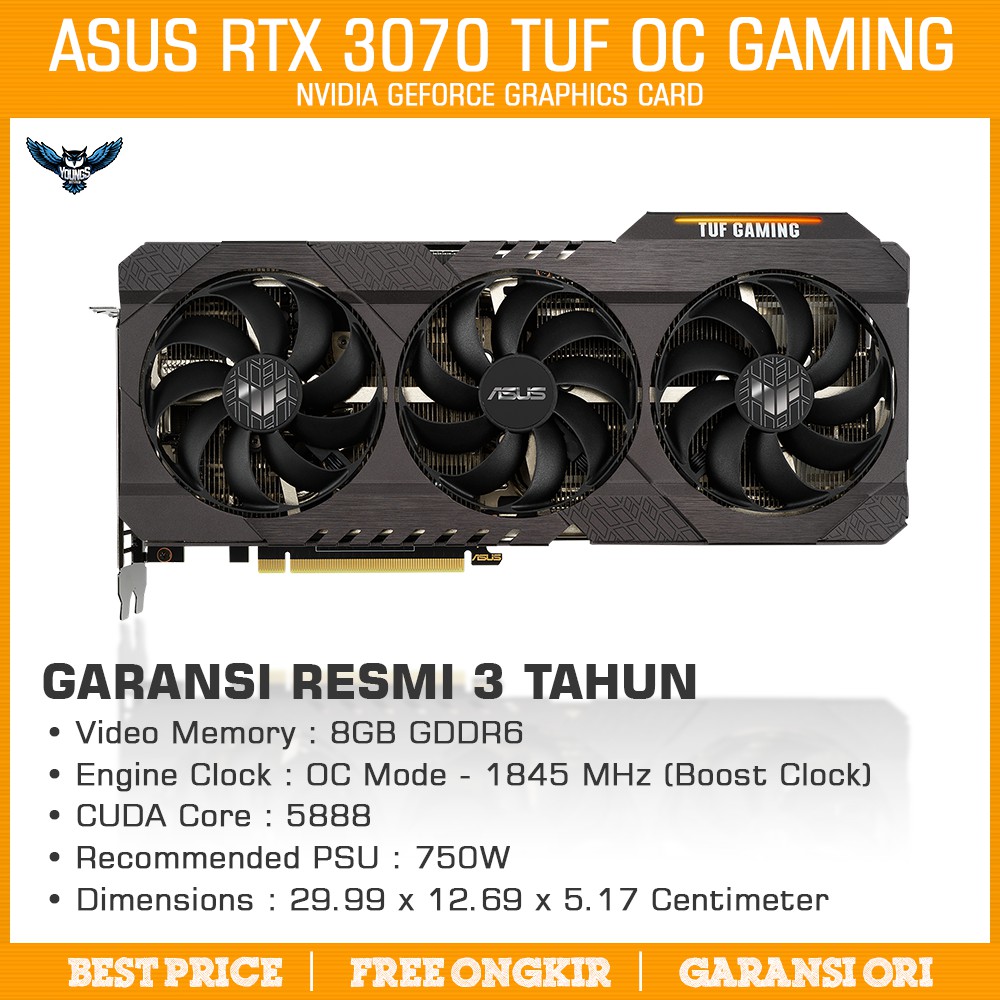 ASUS RTX 3070 TUF GAMING OC 8GB DDR6 VGA CARD NVIDIA