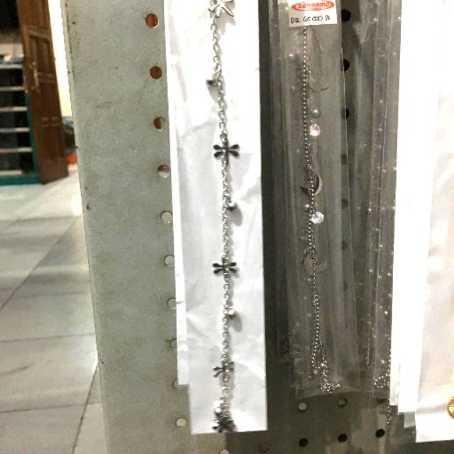 Gelang kaki/tangan titanium silver asli anti karat selamanya