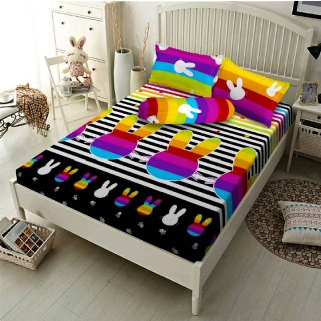 Sprei Kintakun motif Rainbow Rabbit 160x200