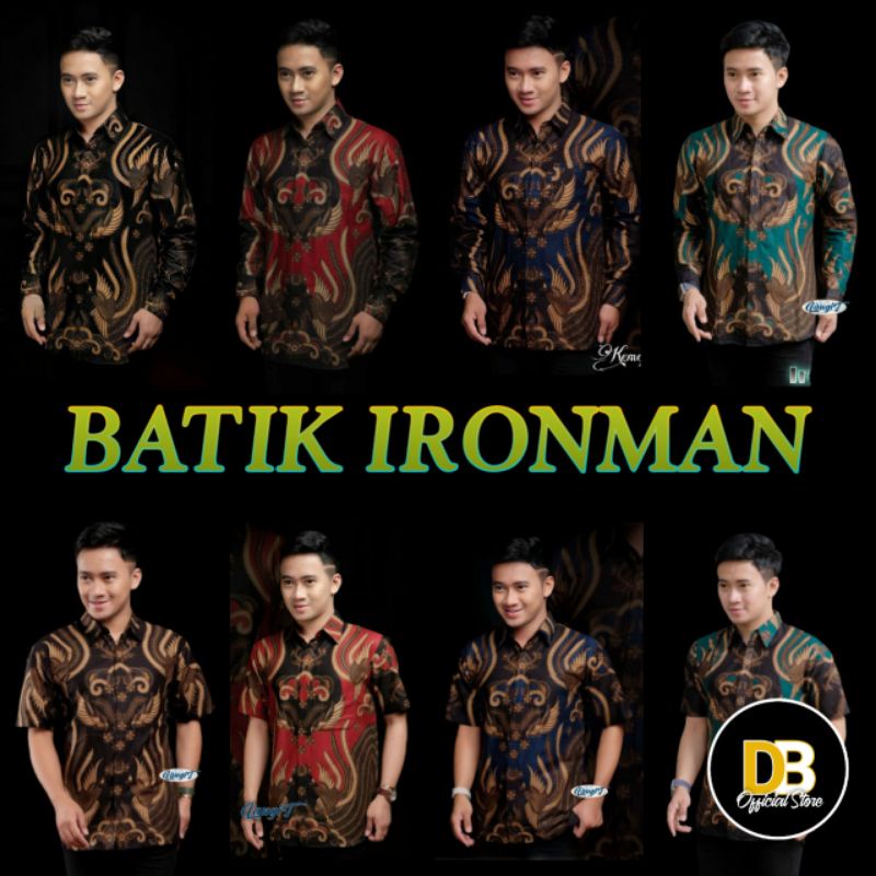 Baju Batik Pria Motif Ironman M L XL XXL Atasan Kemeja Batik Lengan Panjang Original Murah Hem Batik Hem Pria Lengan Pendek