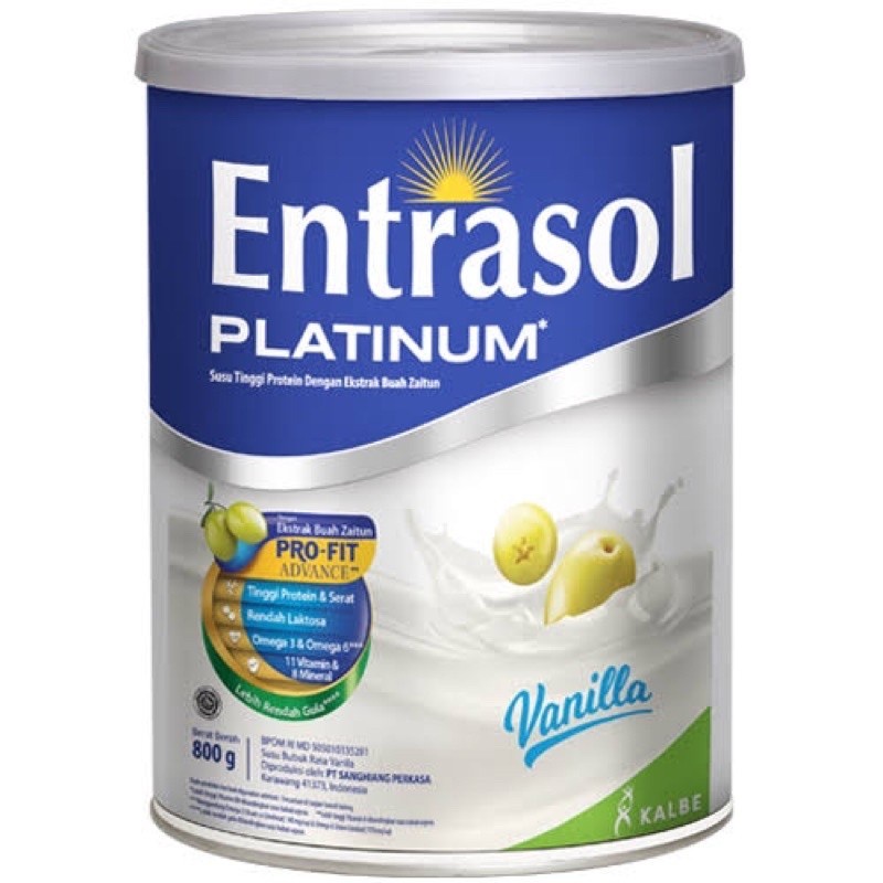 

SUSU ENTRASOL PLATINUM EKSTRAK ZAITUN PRO-VIT ADVANCE 800 G - VANILA