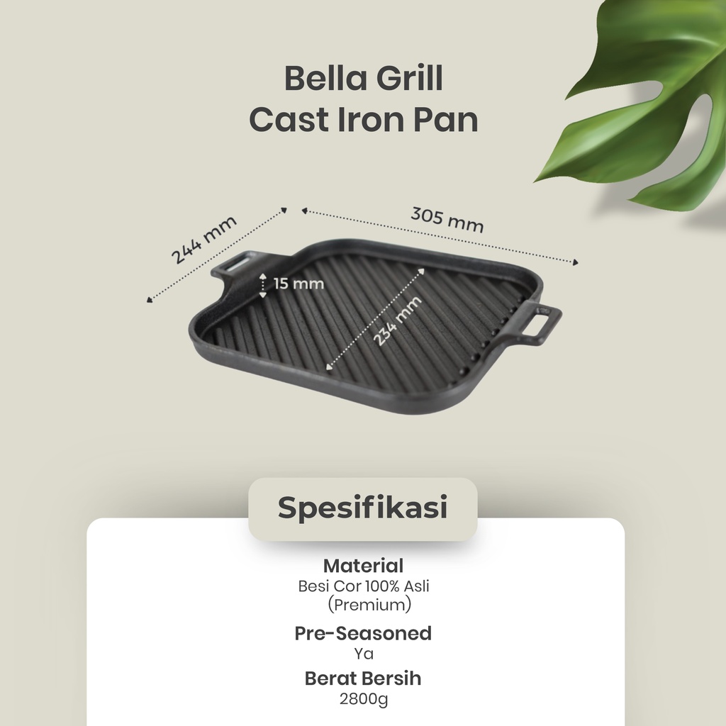 Cast Iron Pan - Bella Grill | 100% Pure wajan cast iron