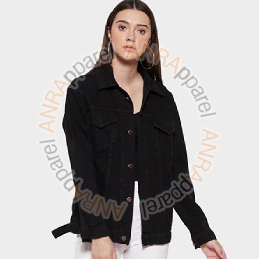 JAKET JEANS DENIM BASIC OVERSIZE WANITA - BioBlitz/BioWash/BiruDongker/Hitam