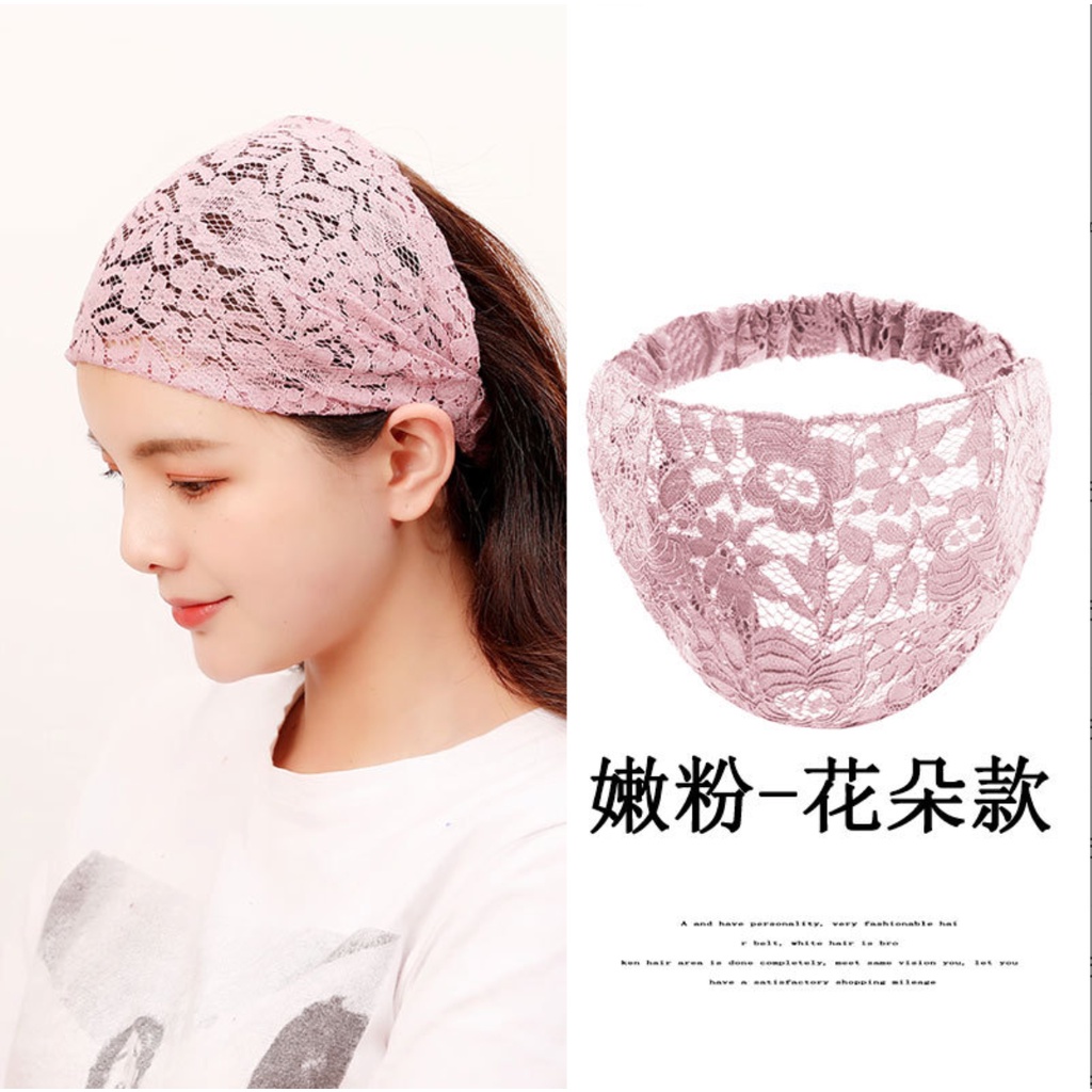 Head Scarf Pinggiran Lebar Elastis/Bando Korea Fashionable/Bandana Kain Bahan katun Satin Breathable/Headband Wanita Hitam/Bando Aesthetic Black Headband Pinteresto