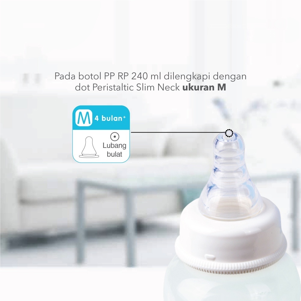 PIGEON Botol Susu Bayi 240ml - Peristaltic Bottle - Dot Susu Bayi 240 mL