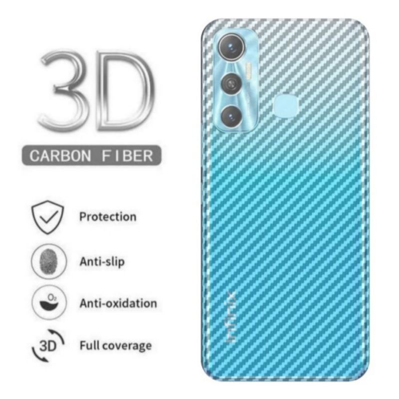 infinix Hot 11 skin carbon anti gores belakang karbon