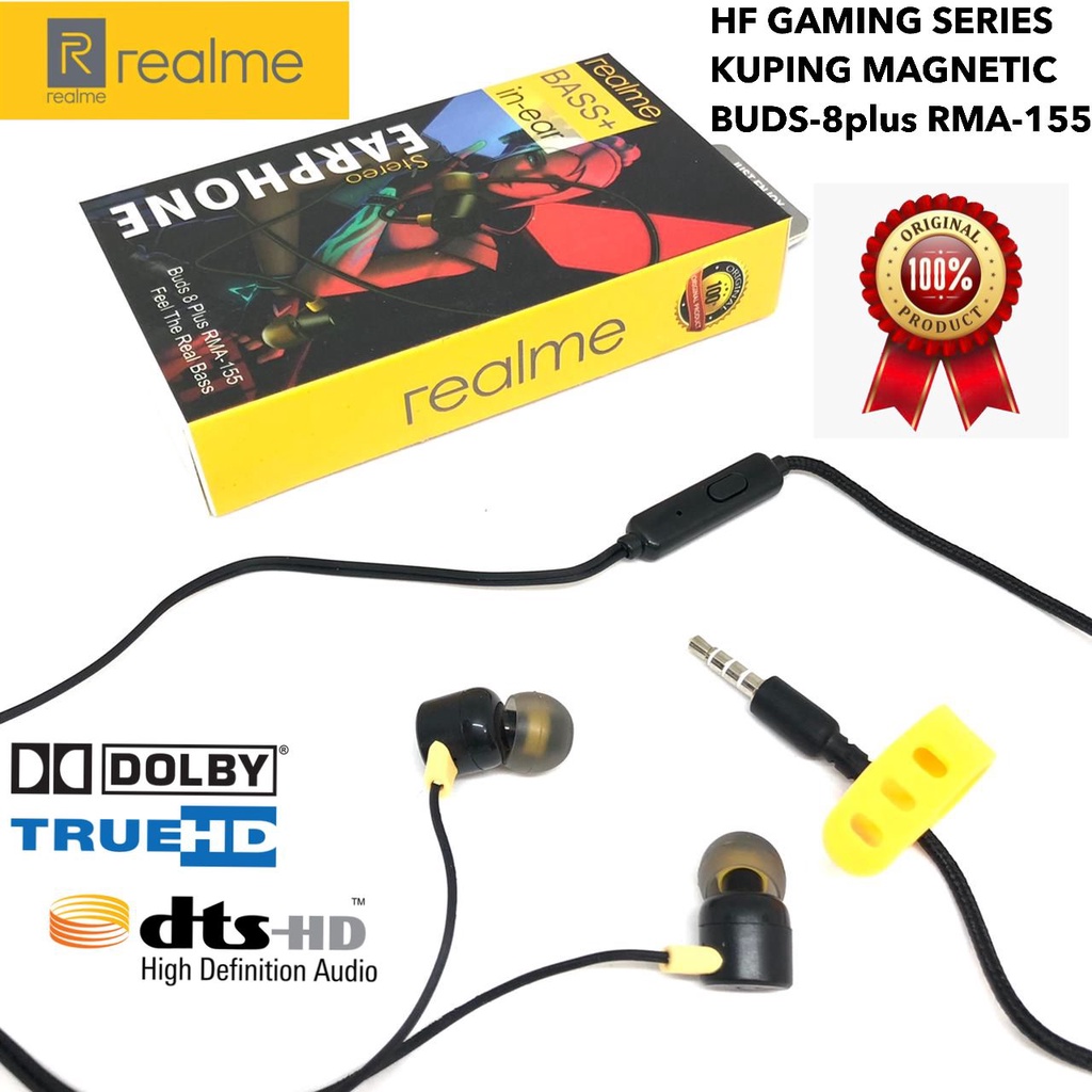 Headset earphone handfree realme original 100%/headset realme buds magnet original gaming edition earphone gaming pubg realme ma10