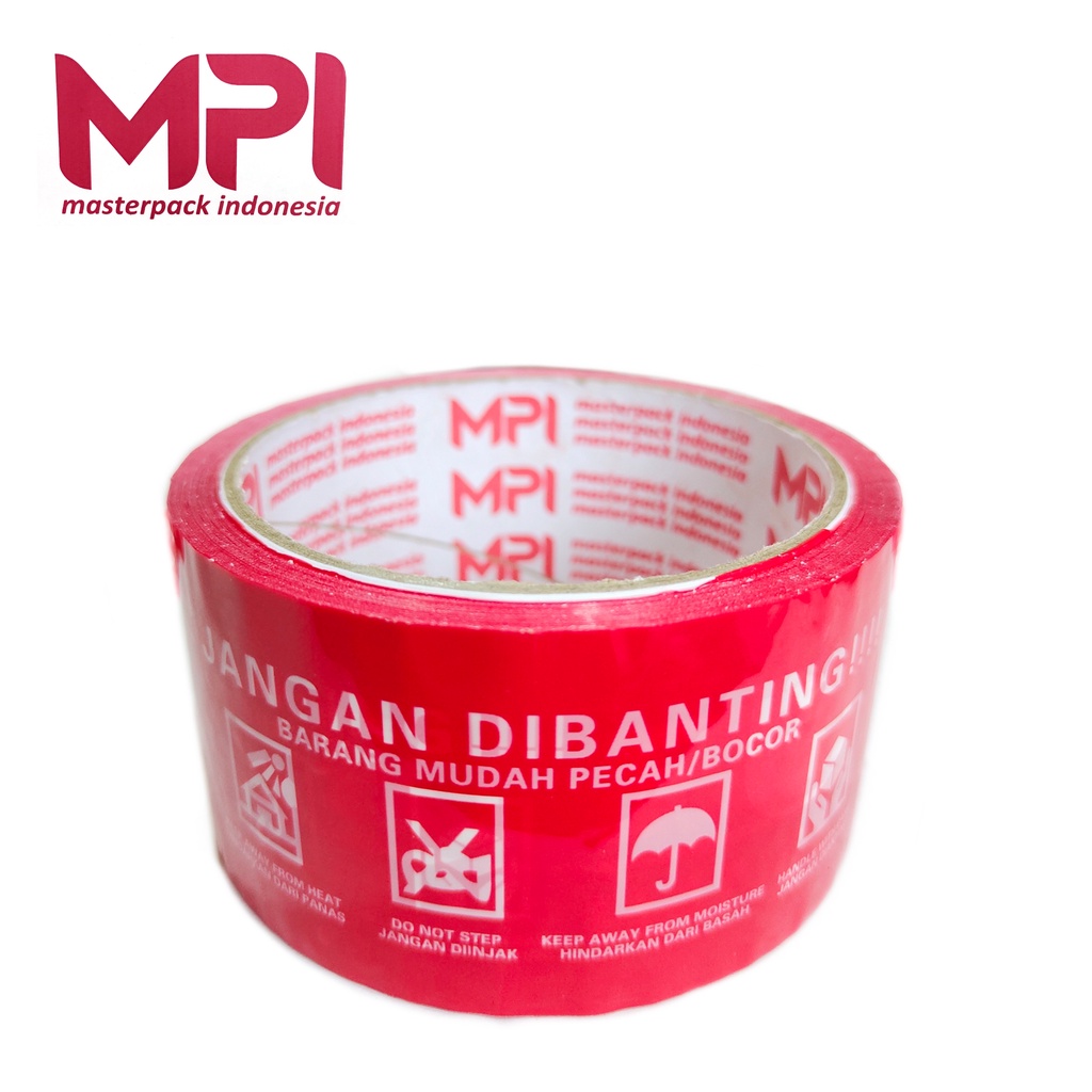 Lakban Fragile Merah Handle With Care 50 Yard Jangan Dibanting MPI