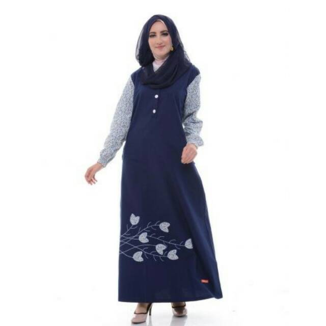 Gamis nibras nb 120 biru donker diskon 10%