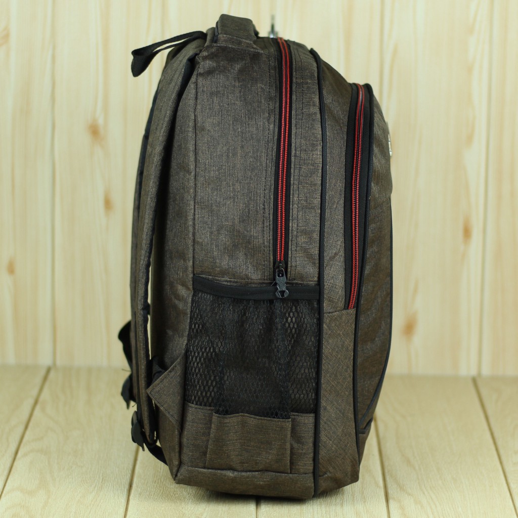 Ransel Polo Tas Kuliah Denim Scotlet Coklat Backpack Keren Pria Tas Kerja Laptop