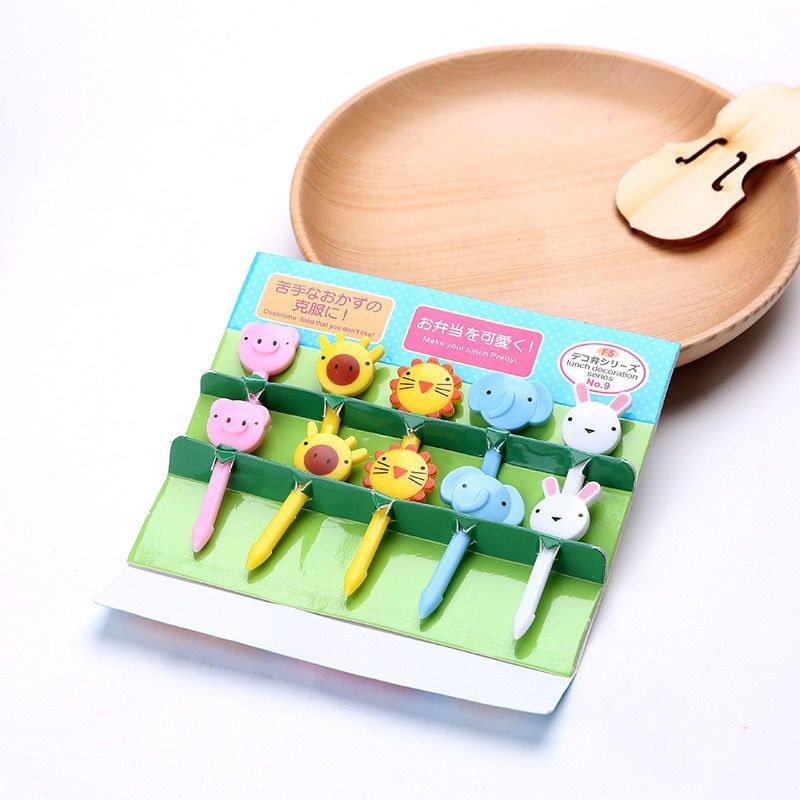 GARPU BUAH MINI TUSUKAN BENTO KARAKTER BENTO LUCU 10set GARPU MINI Fruit fork