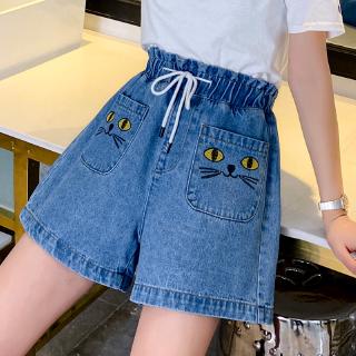  Celana  Pendek  Model Longgar High Waist Bahan Jeans Ukuran  