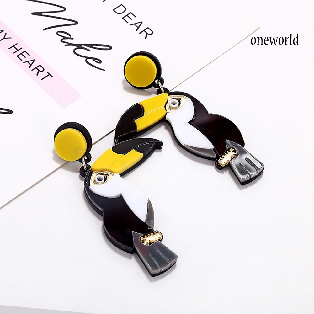 OW@ Fashion Women Multicolor Parrot Bird Pendant Drop Dangle Stud Earrings Jewelry