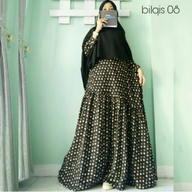 Gamis hitam polkadot wanita / dres PL / gamis syari